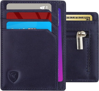 SKENZBI Slim Wallet RFID Secured Credit Card Holder Minimalist Wallet for Men - Leather Wallets for Men Card Holder (Brown ZIP EDITION)