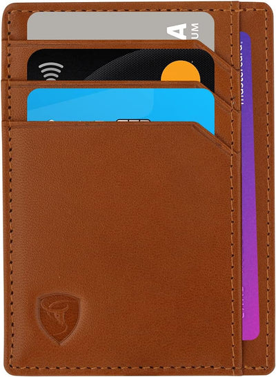 SKENZBI Slim Wallet RFID Secured Credit Card Holder Minimalist Wallet for Men - Leather Wallets for Men Card Holder (Brown ZIP EDITION)