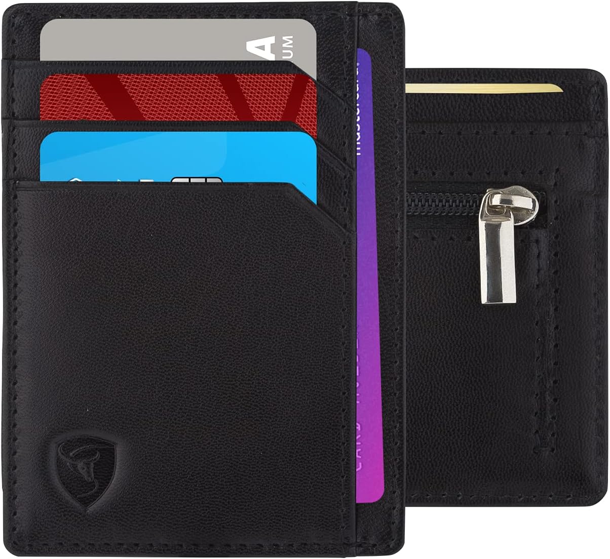 SKENZBI Slim Wallet RFID Secured Credit Card Holder Minimalist Wallet for Men - Leather Wallets for Men Card Holder (Brown ZIP EDITION)