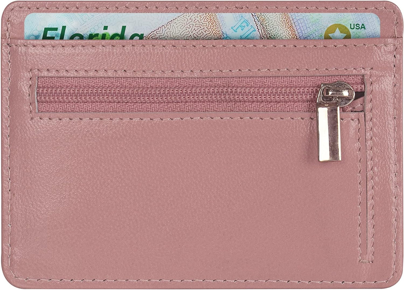 SKENZBI Slim Wallet RFID Secured Credit Card Holder Minimalist Wallet for Men - Leather Wallets for Men Card Holder (Brown ZIP EDITION)