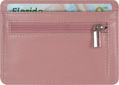 SKENZBI Slim Wallet RFID Secured Credit Card Holder Minimalist Wallet for Men - Leather Wallets for Men Card Holder (Brown ZIP EDITION)