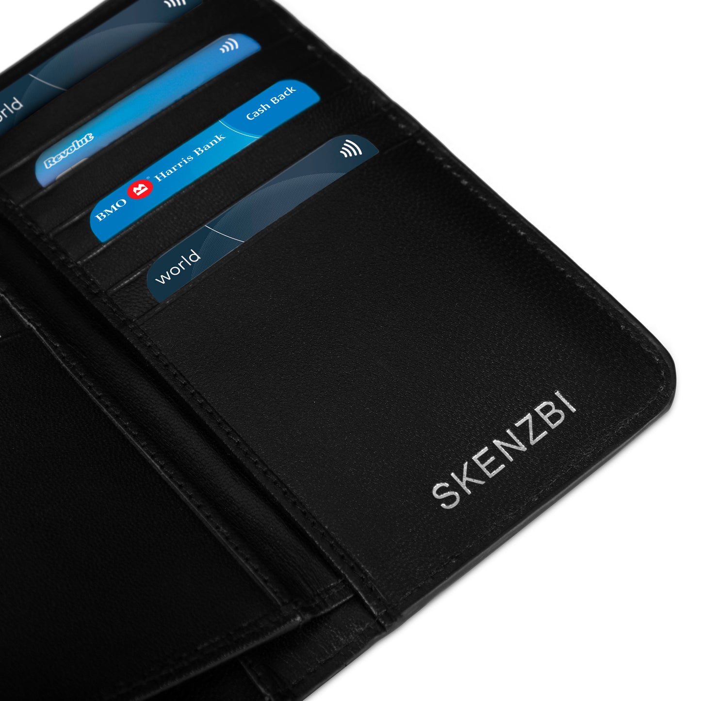 SKENZBI  RFID Bifold Long Slim Wallet for Men