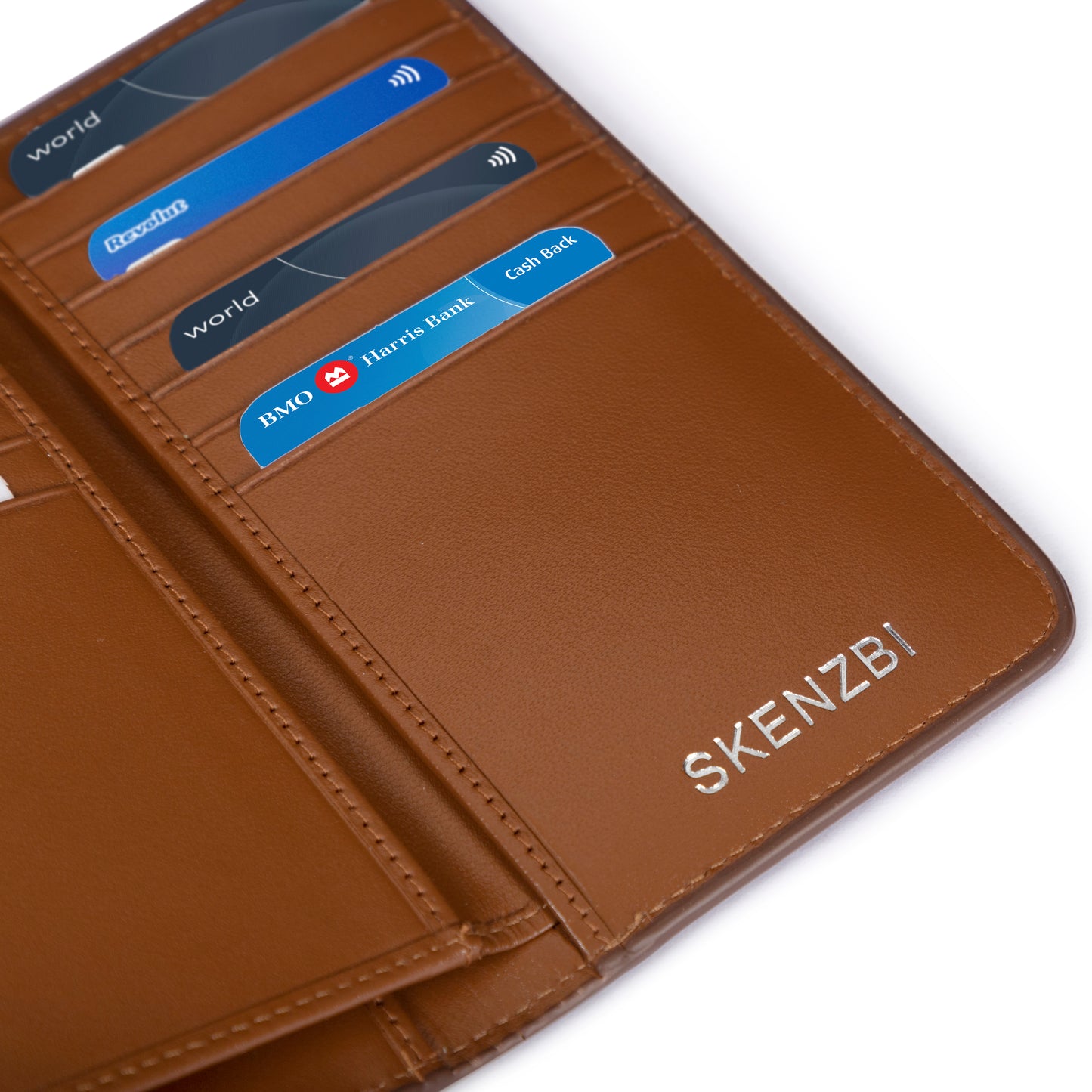 SKENZBI  RFID Bifold Long Slim Wallet for Men