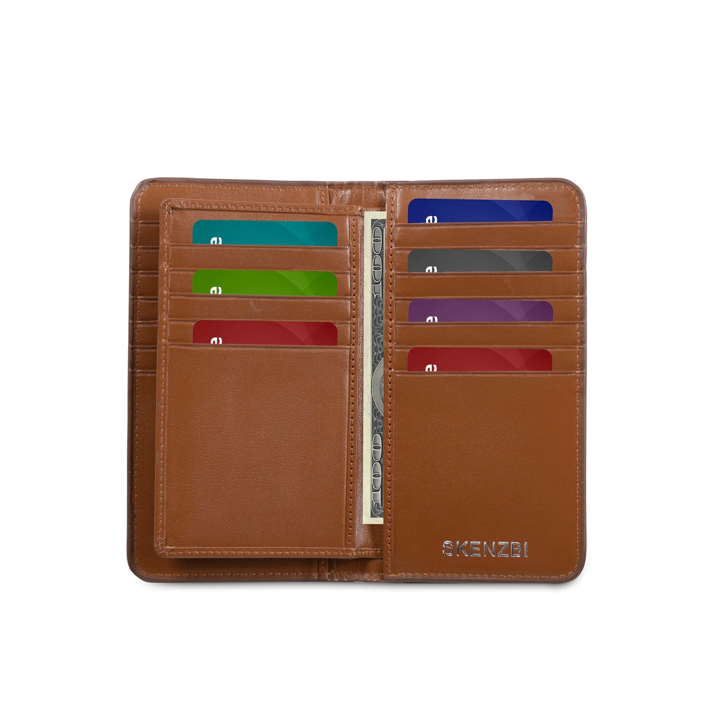SKENZBI  RFID Bifold Long Slim Wallet for Men
