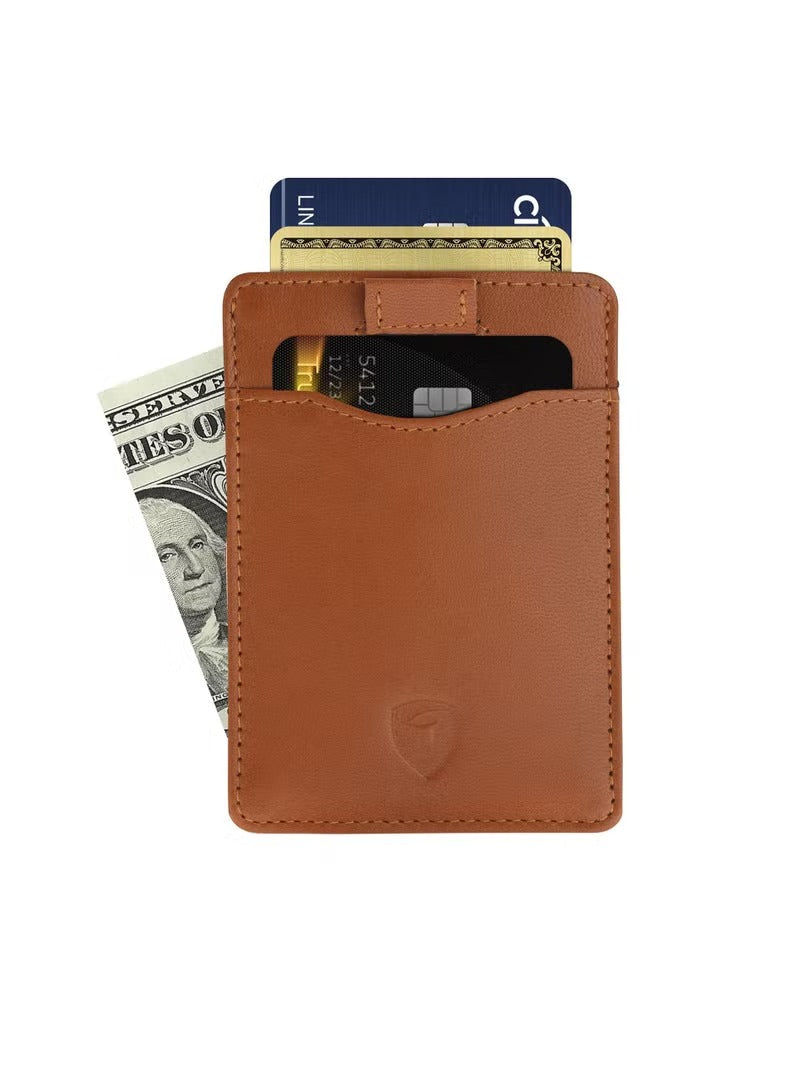 SKENZBI Slim Wallet for Men Women Card Holder with RFID Protection Minimalist Tan