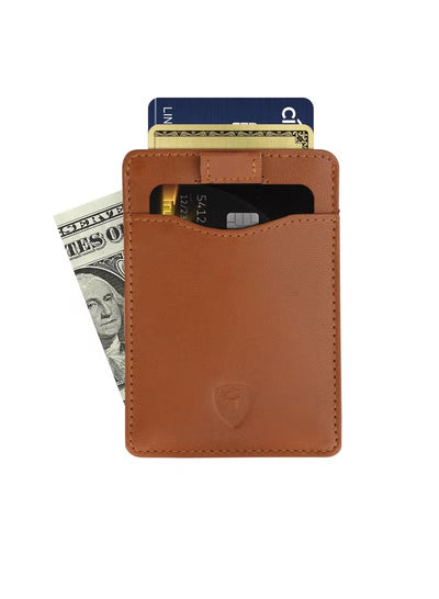 SKENZBI Slim Wallet for Men Women Card Holder with RFID Protection Minimalist Tan