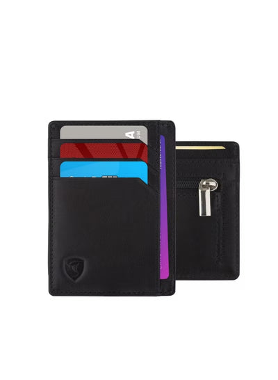SKENZBI Wallet Leather Cardholder For Men Women Minimalist RFID Protected Tan