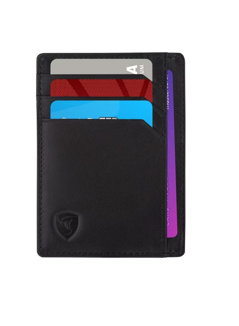 SKENZBI Wallet Leather Cardholder For Men Women Minimalist RFID Protected Tan