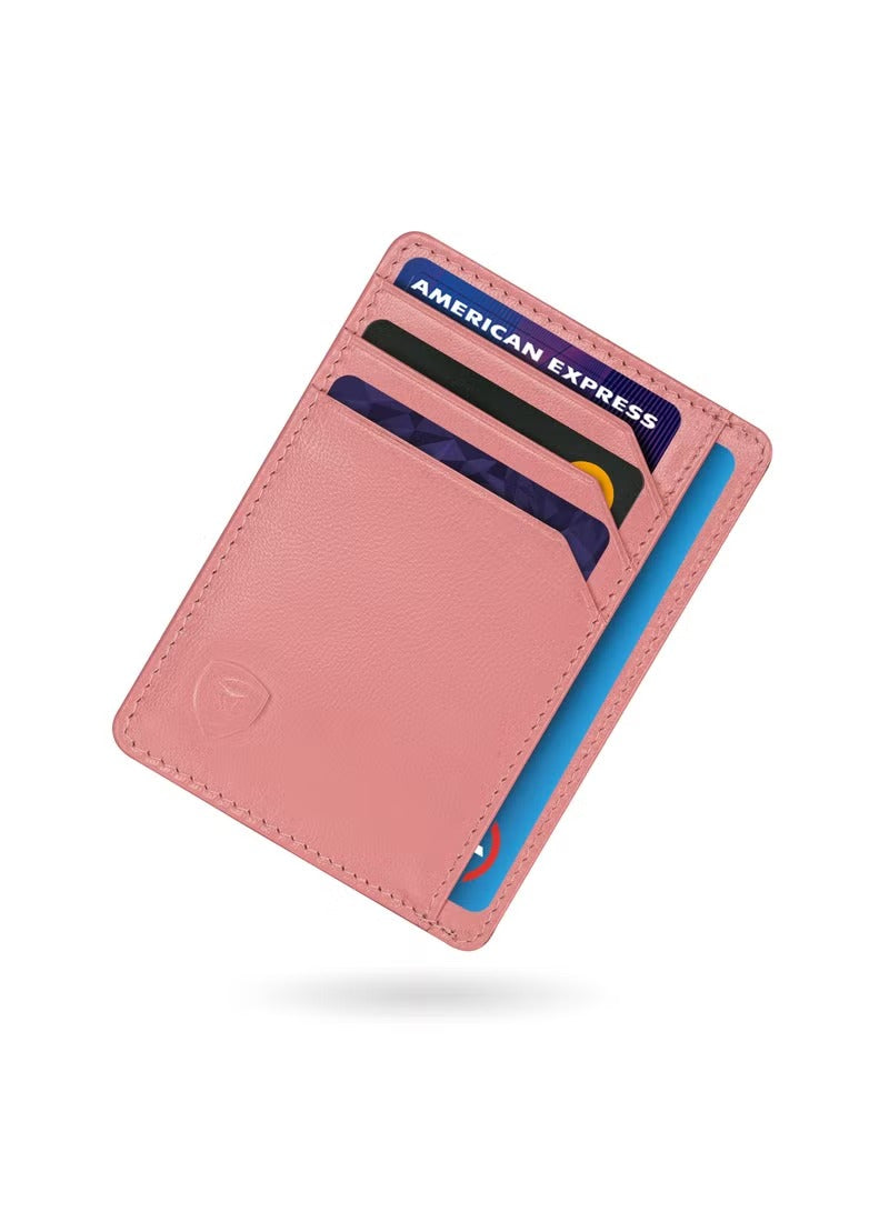 SKENZBI Wallet Leather Cardholder For Men Women Minimalist RFID Protected Tan
