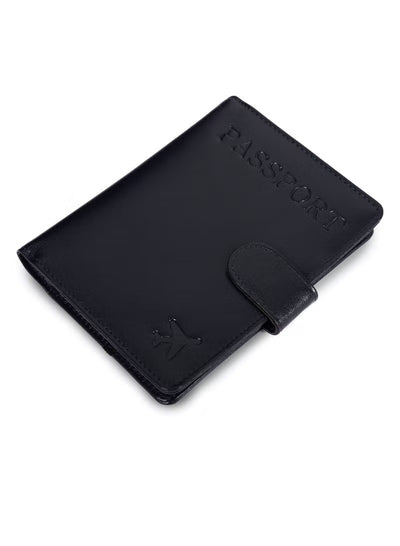 Passport Holder 100% Leather Travel Wallet Cover RFID Blocking Organizer Case Black