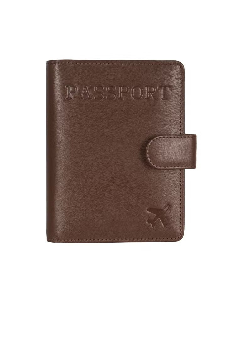 Passport Holder 100% Leather Travel Wallet Cover RFID Blocking Organizer Case Black