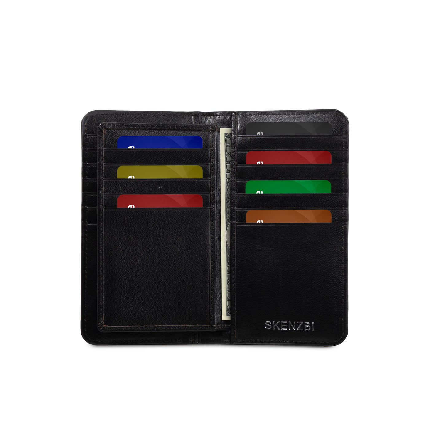 SKENZBI  RFID Bifold Long Slim Wallet for Men